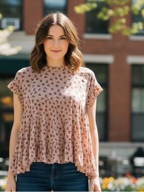 Petal Roz Ditsy Floral Tiered Top | Babydoll Blouse